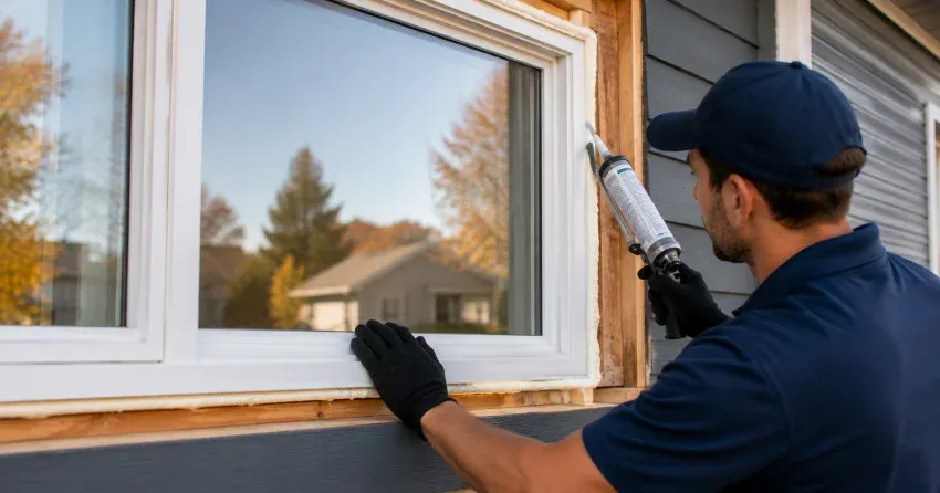 technician installing a new vinyl window in Kinsale, Pickering