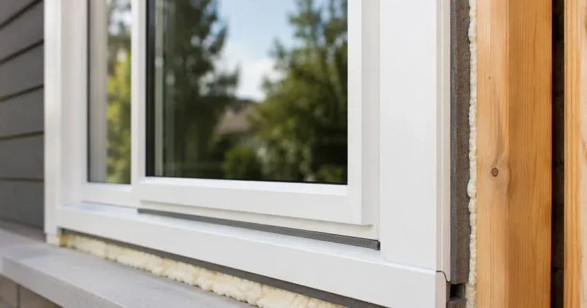 technician installing fiberglass window frame in Rosebank, Pickering home