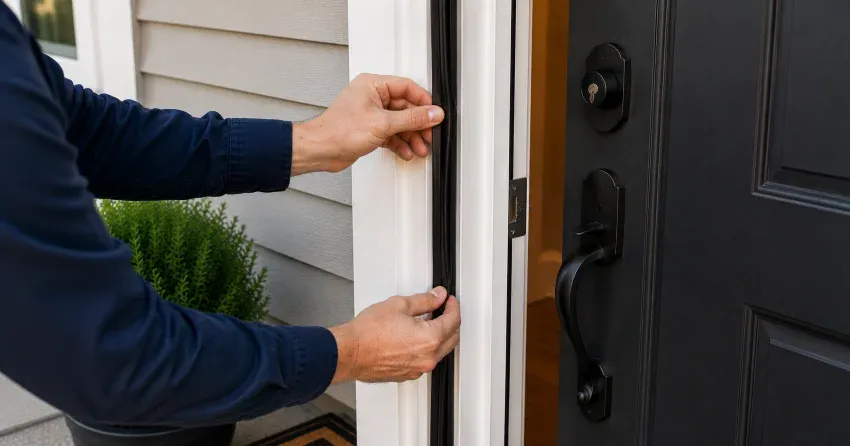 technician performing light test on door seal in Pickering