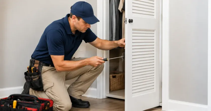 technician repairing doorbell button and wiring in Liverpool, Pickering