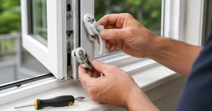technician performing broken window repair Wilson Meadows, Pickering on a sliding window