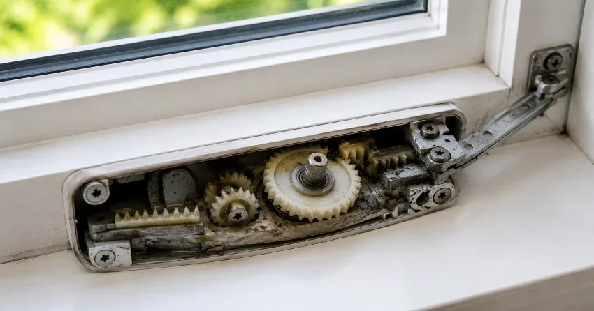 technician replacing casement window crank operator in Pickering home