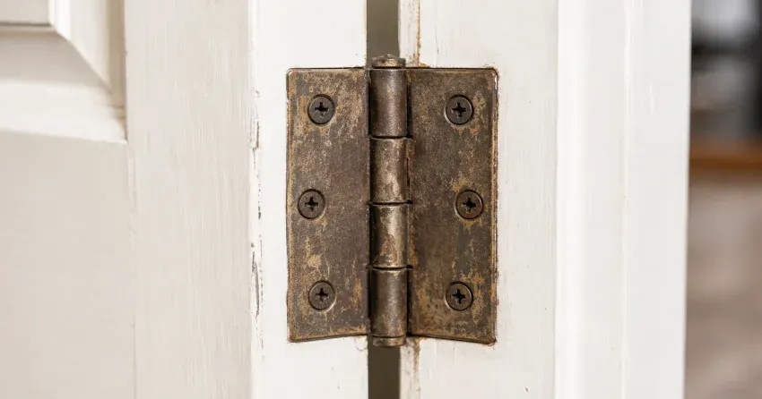 technician adjusting a sagging door hinge in Woodlands, Pickering